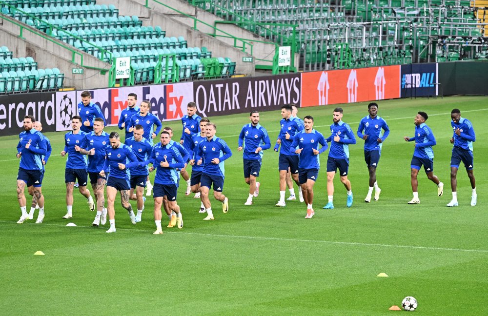 Tréning ŠK Slovan Bratislava pred stredajším zápasom 1. kola ligovej fázy LM proti Celticu FC 