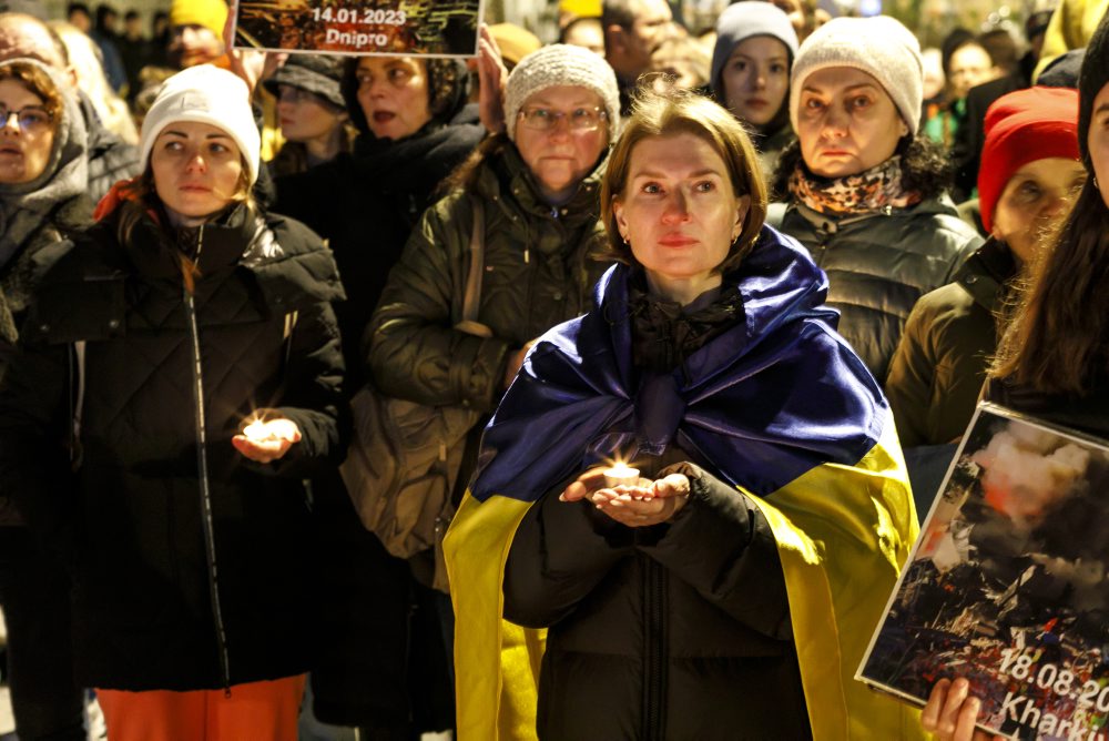 Spomienkové podujatie pri príležitostí 1000 dní od začiatku ruskej invázie na Ukrajinu