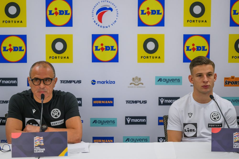 Tlačová konferencia slovenskej futbalovej reprezentácie pred zápasom Ligy národov proti Estónsku