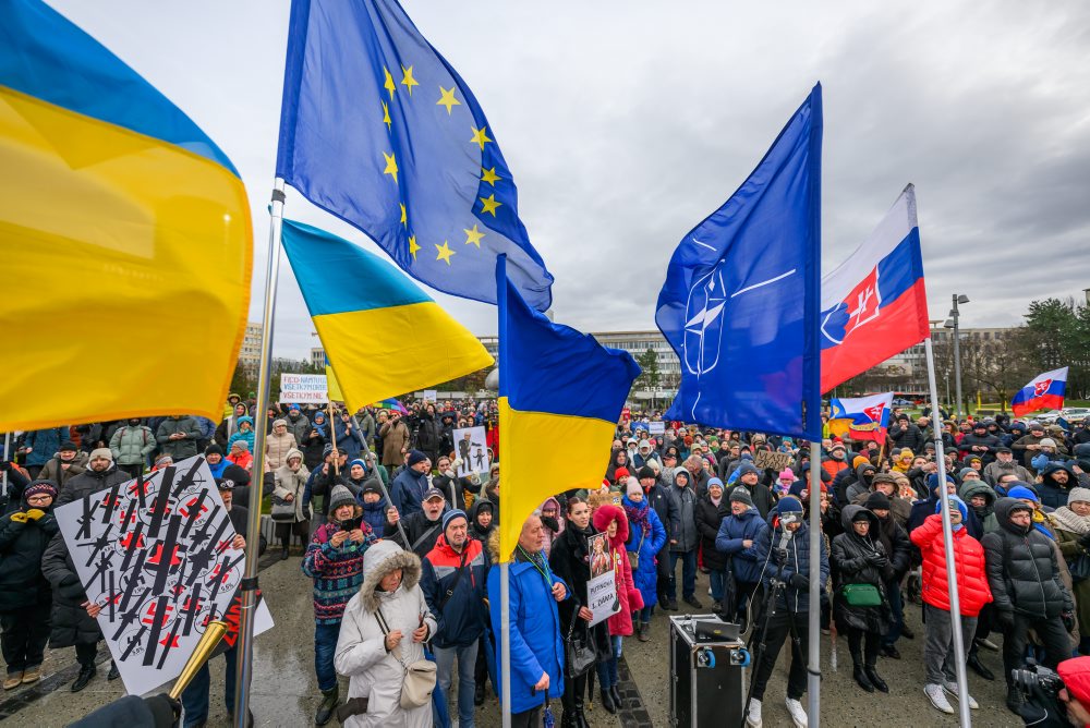 Protest proti návšteve premiéra Roberta Fica v Moskve 